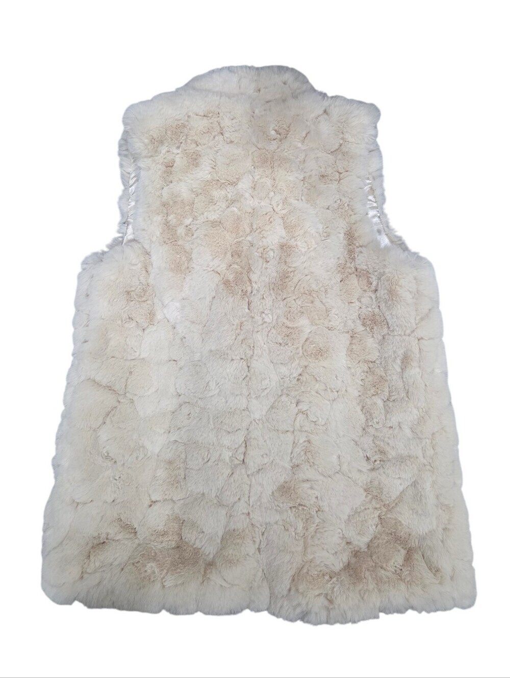 Rachel Zoe Cream Faux Fur Longline Vest Open Front Size Large - Picture 10 of 11